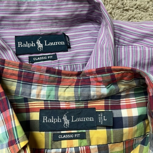 Ralph Lauren Shirt Men Size L Large Classic Fit Purple Checkered Multicolor LOT. - Picture 5 of 7